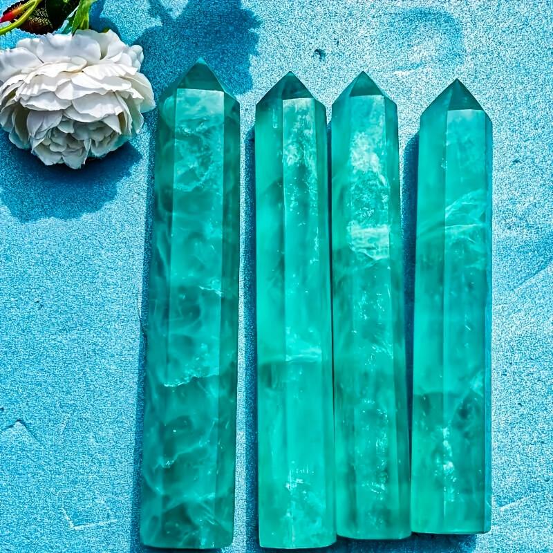 Clear Ocean Lake Fluorite Crystal Tower Pillar 15-18cm Bohemian Style
