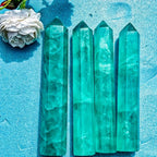 Clear Ocean Lake Fluorite Crystal Tower Pillar 15-18cm Bohemian Style