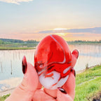 Flame Agate Oval Polished Stone with Red Pattern