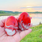Flame Agate Oval Polished Stone with Red Pattern