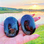 Flame Agate Oval Polished Stone with Red Pattern
