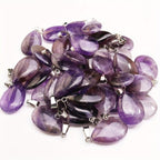 15pcs Amethyst Water Drop Pendant Chakra Reiki Crystal DIY Necklace Jewelry