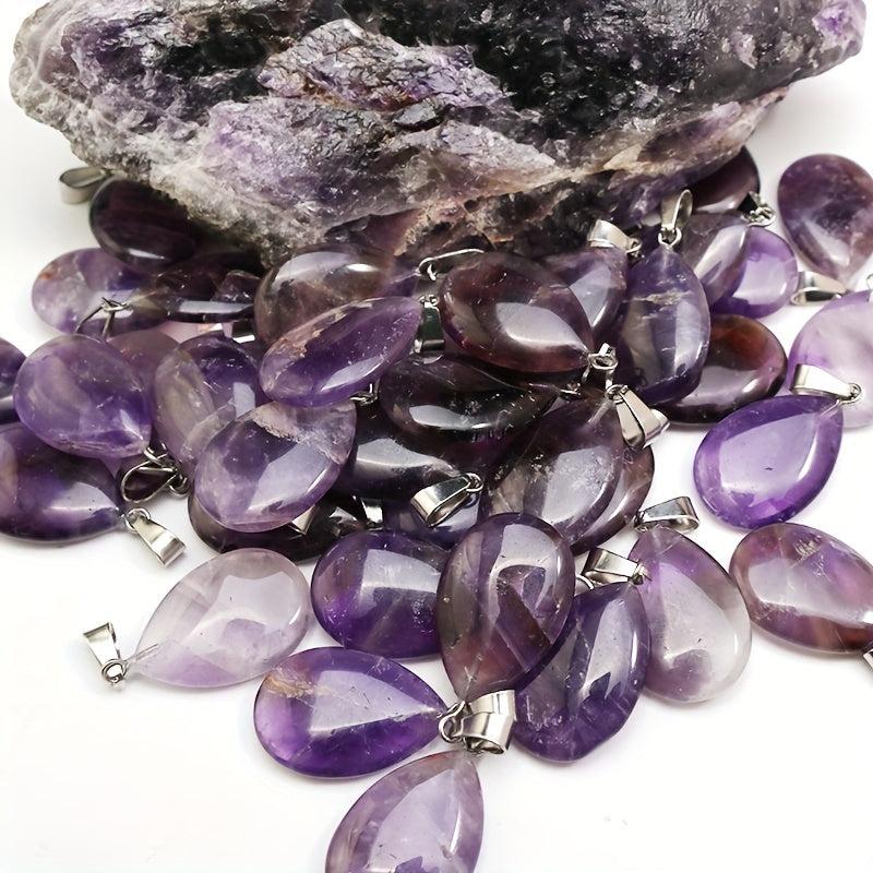 15pcs Amethyst Water Drop Pendant Chakra Reiki Crystal DIY Necklace Jewelry