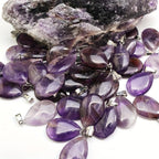 15pcs Amethyst Water Drop Pendant Chakra Reiki Crystal DIY Necklace Jewelry