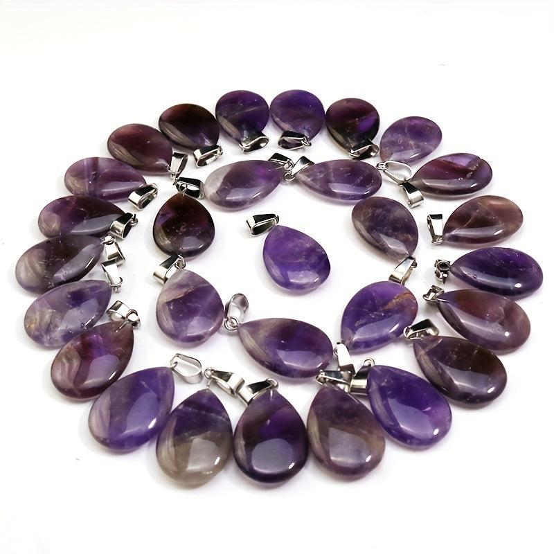 15pcs Amethyst Water Drop Pendant Chakra Reiki Crystal DIY Necklace Jewelry