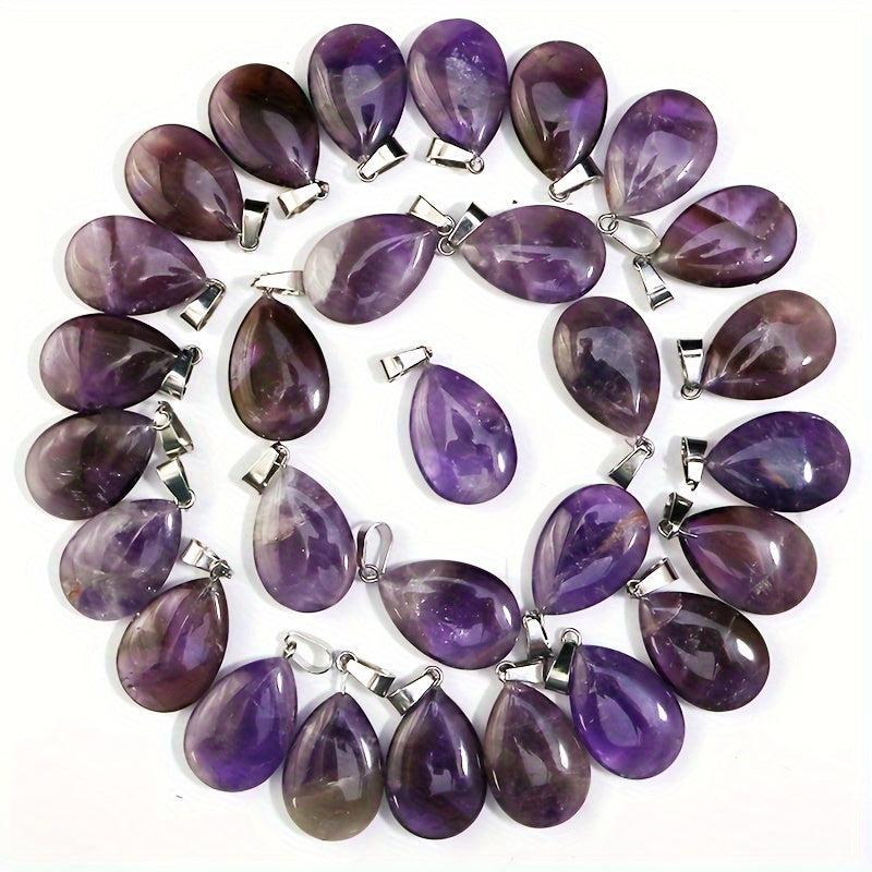 15pcs Amethyst Water Drop Pendant Chakra Reiki Crystal DIY Necklace Jewelry