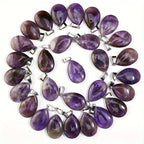 15pcs Amethyst Water Drop Pendant Chakra Reiki Crystal DIY Necklace Jewelry