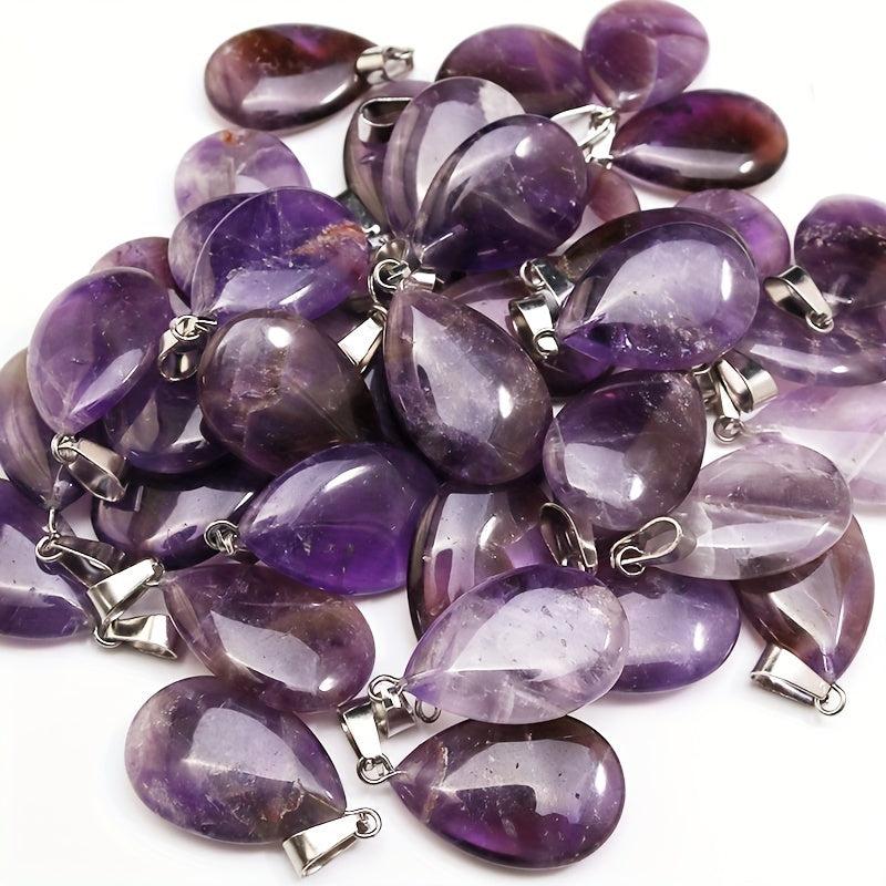 15pcs Amethyst Water Drop Pendant Chakra Reiki Crystal DIY Necklace Jewelry