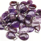 15pcs Amethyst Water Drop Pendant Chakra Reiki Crystal DIY Necklace Jewelry