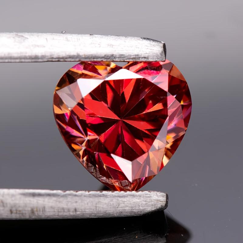 Watermelon Red Heart Shaped Moissanite for DIY Jewelry Making