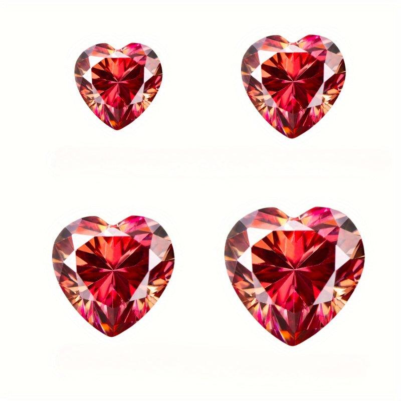 Watermelon Red Heart Shaped Moissanite for DIY Jewelry Making