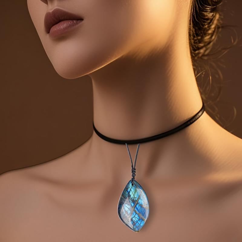 Labradorite Pendant Bohemian Style Crystal Stone Necklace