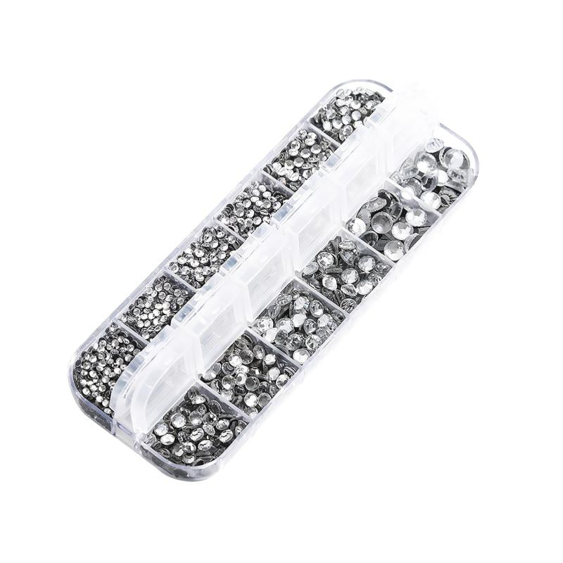 3400pcs Hotfix Rhinestones Set 6 Sizes Round Crystals Iron On Adhesive Backed