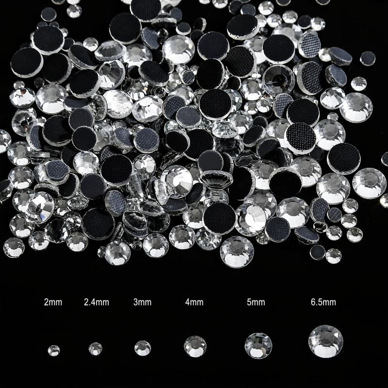 3400pcs Hotfix Rhinestones Set 6 Sizes Round Crystals Iron On Adhesive Backed