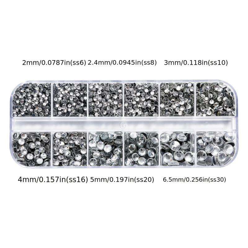3400pcs Hotfix Rhinestones Set 6 Sizes Round Crystals Iron On Adhesive Backed