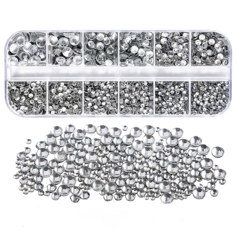 3400pcs Hotfix Rhinestones Set 6 Sizes Round Crystals Iron On Adhesive Backed