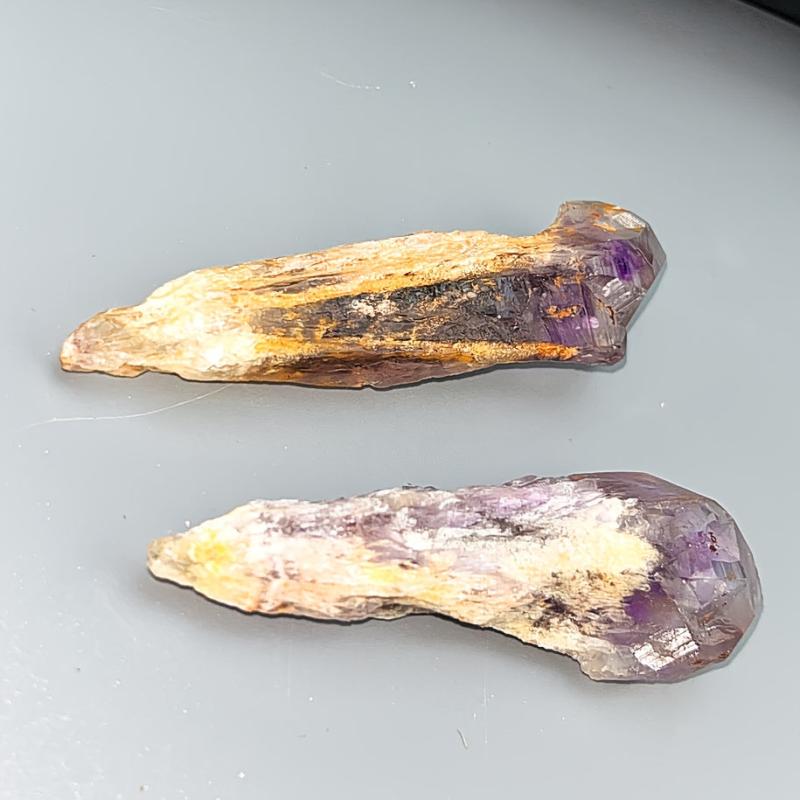 Natural Uruguayan Crystal Scepter Purple to Golden Tone Mineral Vein