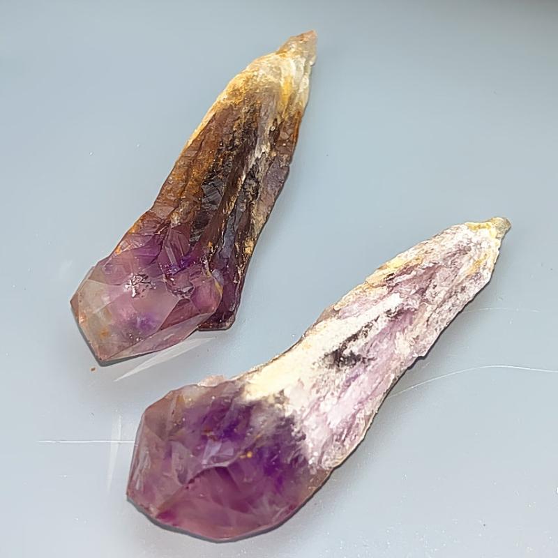 Natural Uruguayan Crystal Scepter Purple to Golden Tone Mineral Vein