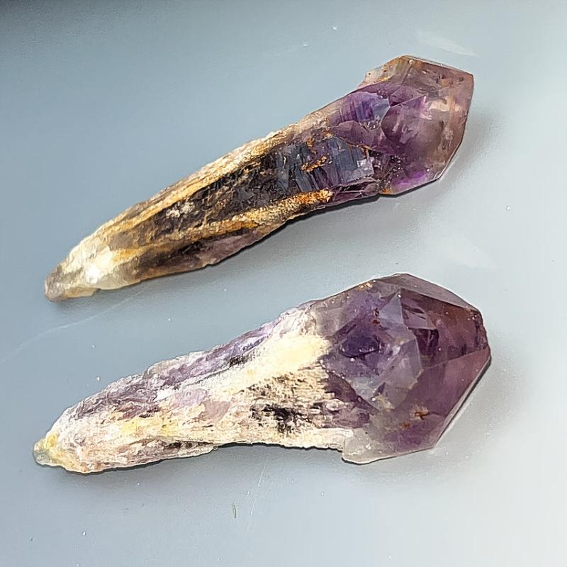 Natural Uruguayan Crystal Scepter Purple to Golden Tone Mineral Vein