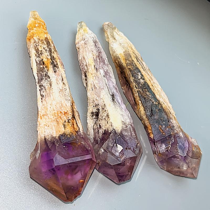 Natural Uruguayan Crystal Scepter Purple to Golden Tone Mineral Vein
