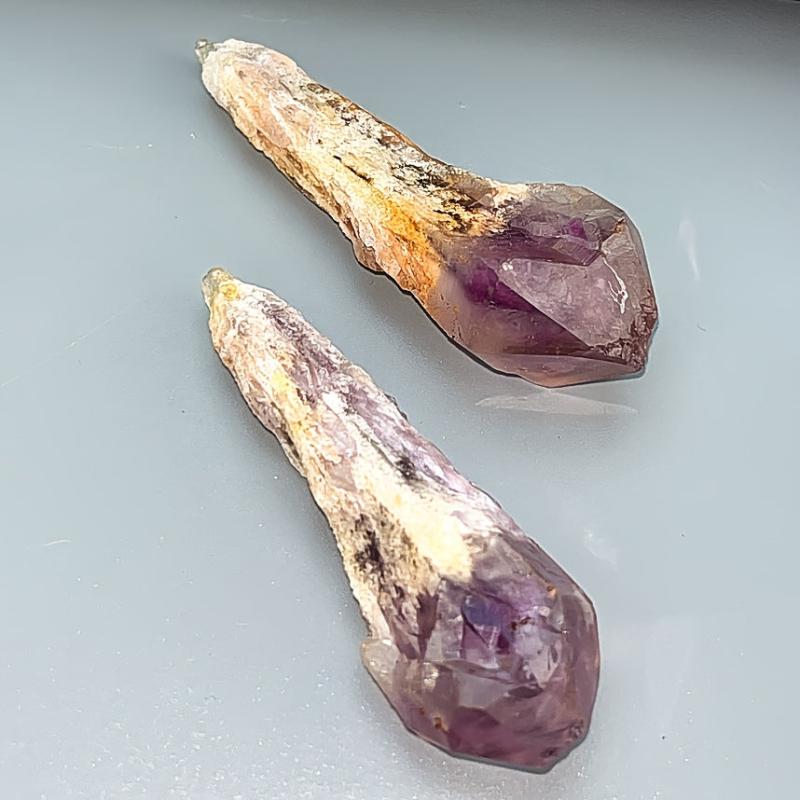 Natural Uruguayan Crystal Scepter Purple to Golden Tone Mineral Vein