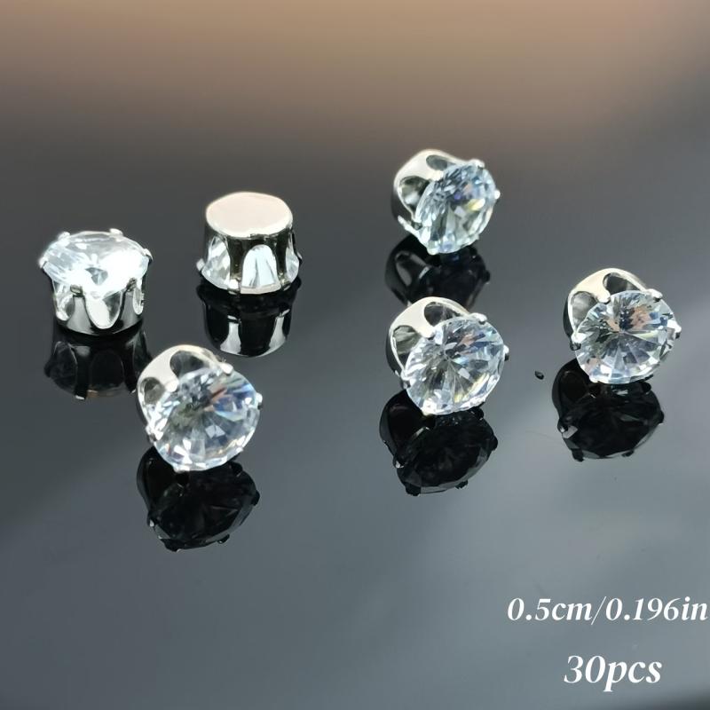 Synthetic Zirconia Silvery Single Claw Hollow Six Claw Bare Stone Jewelry Set
