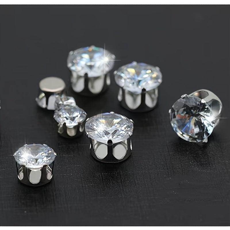 Synthetic Zirconia Silvery Single Claw Hollow Six Claw Bare Stone Jewelry Set