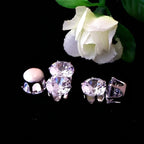 Synthetic Zirconia Silvery Single Claw Hollow Six Claw Bare Stone Jewelry Set