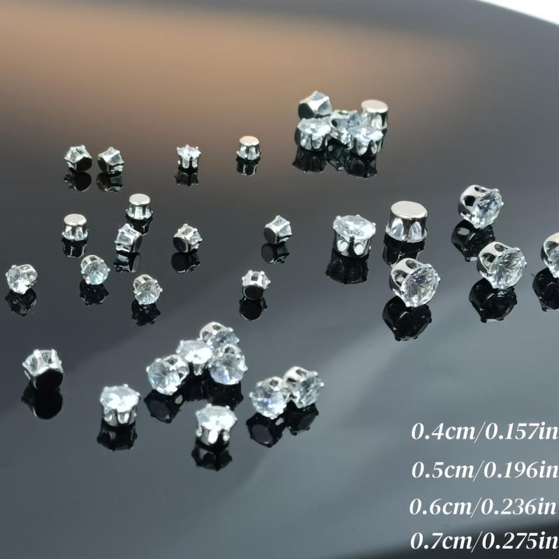 Synthetic Zirconia Silvery Single Claw Hollow Six Claw Bare Stone Jewelry Set