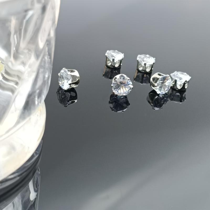 Synthetic Zirconia Silvery Single Claw Hollow Six Claw Bare Stone Jewelry Set