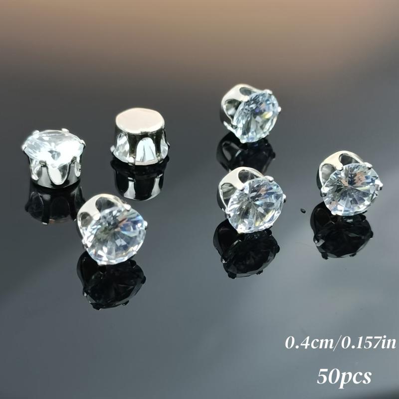 Synthetic Zirconia Silvery Single Claw Hollow Six Claw Bare Stone Jewelry Set