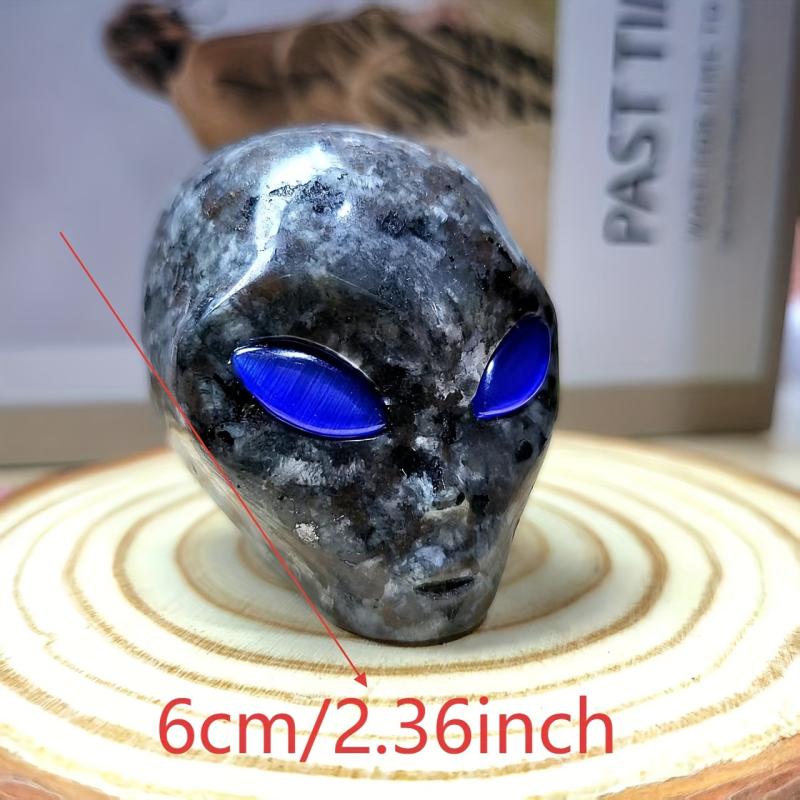 Reactive Alien Skull with Glowing Eyes Yooperlite Stone Gothic Home Decor