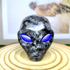 Reactive Alien Skull with Glowing Eyes Yooperlite Stone Gothic Home Decor