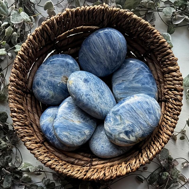 Kyanite Quartz Palm Stone with Tassel Accent - Bohemian Style Assorted Variety