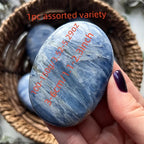 Kyanite Quartz Palm Stone with Tassel Accent - Bohemian Style Assorted Variety