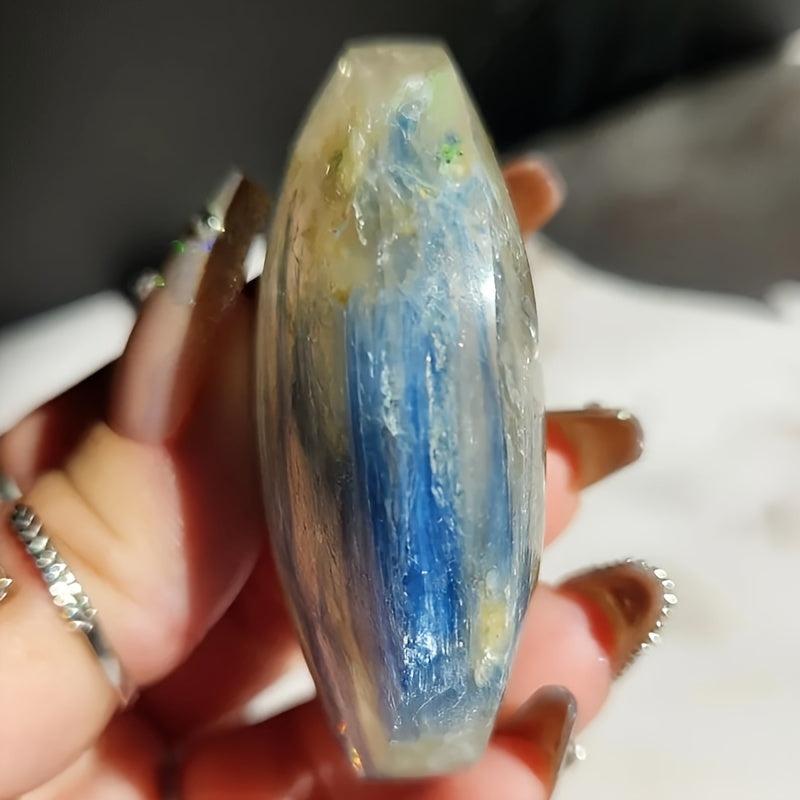 Kyanite Quartz Palm Stone with Tassel Accent - Bohemian Style Assorted Variety