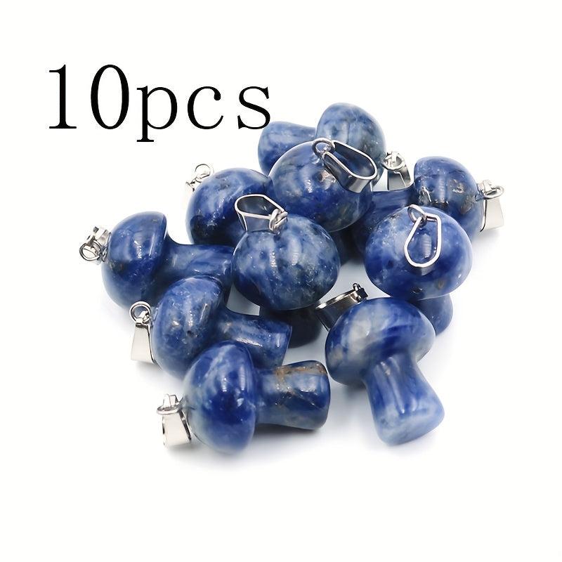 10pcs Mushroom Stone Pendants Natural Stone Charms with Metal Clips