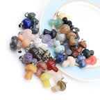 10pcs Mushroom Stone Pendants Natural Stone Charms with Metal Clips