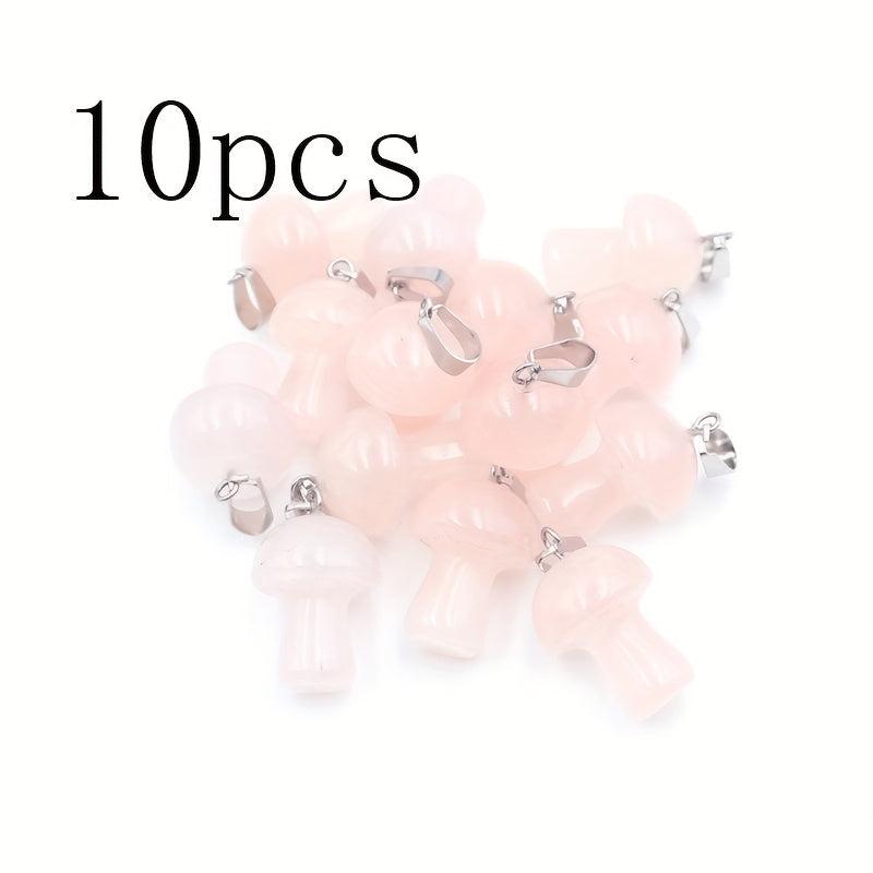 10pcs Mushroom Stone Pendants Natural Stone Charms with Metal Clips