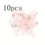 10pcs Mushroom Stone Pendants Natural Stone Charms with Metal Clips