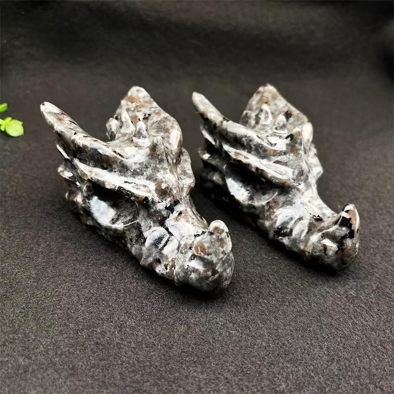 Hand Carved Yooperlite Dragon Skull Crystal Stone Boho Decor