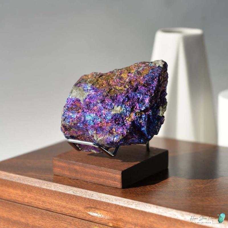 Rare Colorful Natural Bornite Specimen with Chalcopyrite & Malachite Crystals