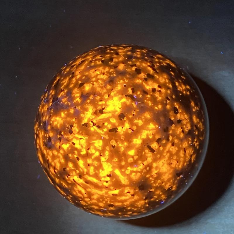 UV Reactive Yooperlite Sphere Natural Glowing Orange Bohemian Style Home Decor M