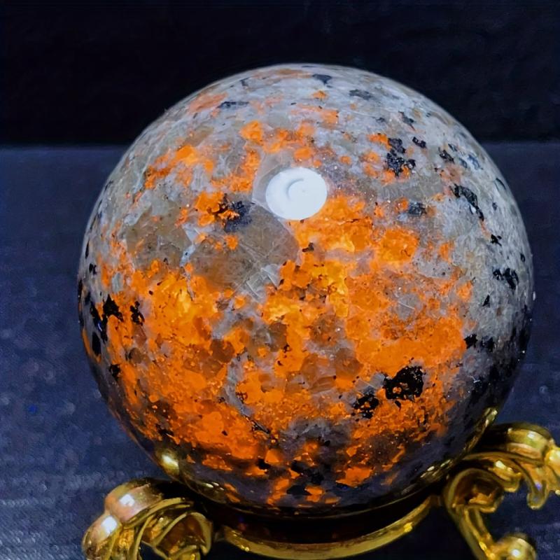 UV Reactive Yooperlite Sphere Natural Glowing Orange Bohemian Style Home Decor M