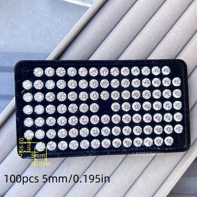 100pcs 5mm Round Cubic Zirconia Gemstones for DIY Jewelry Making