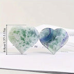 1pc Natural Feather Fluorite Heart Palm Stone Mineral Sample Quartz Crystal Gift