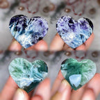 1pc Natural Feather Fluorite Heart Palm Stone Mineral Sample Quartz Crystal Gift