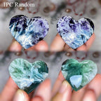 1pc Natural Feather Fluorite Heart Palm Stone Mineral Sample Quartz Crystal Gift