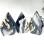 Green Glowing Volcanic Agate Teardrop Decor