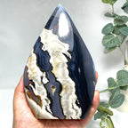 Green Glowing Volcanic Agate Teardrop Decor